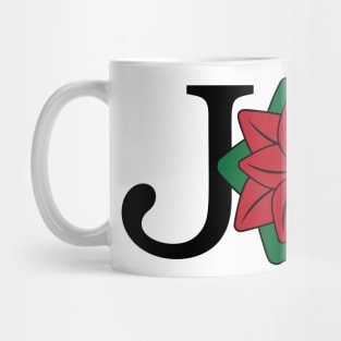 JOY Christmas Poinsettia Flower Mug